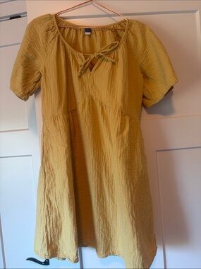Mustard Yellow Short Sleeve Gauze Dress